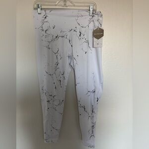 BuffBunny White marble leggings NWT